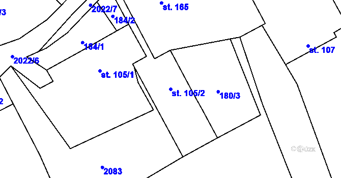 Parcela st. 105/2 v KÚ Jakartovice, Katastrální mapa
