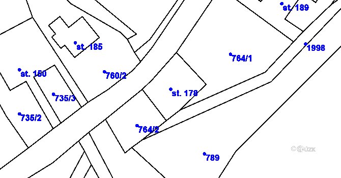 Parcela st. 178 v KÚ Jakartovice, Katastrální mapa