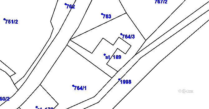 Parcela st. 189 v KÚ Jakartovice, Katastrální mapa