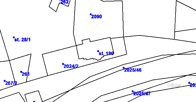 Parcela st. 190 v KÚ Jakartovice, Katastrální mapa