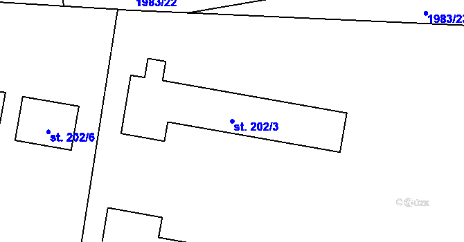 Parcela st. 202/3 v KÚ Jakartovice, Katastrální mapa