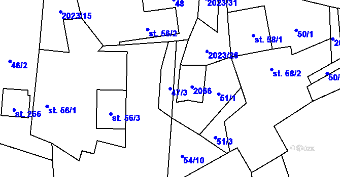 Parcela st. 47/3 v KÚ Jakartovice, Katastrální mapa