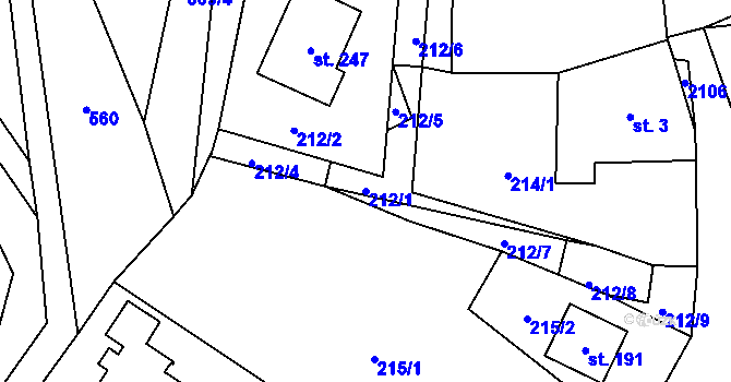 Parcela st. 212/1 v KÚ Jakartovice, Katastrální mapa