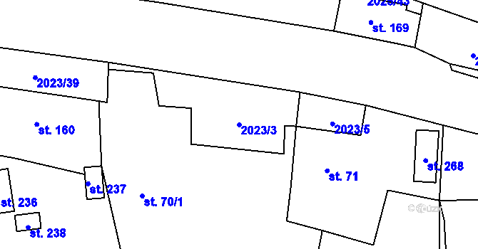 Parcela st. 2023/3 v KÚ Jakartovice, Katastrální mapa