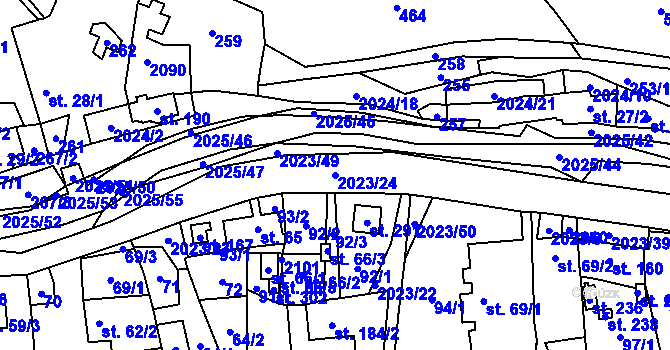 Parcela st. 2023/24 v KÚ Jakartovice, Katastrální mapa