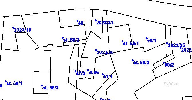 Parcela st. 2023/26 v KÚ Jakartovice, Katastrální mapa