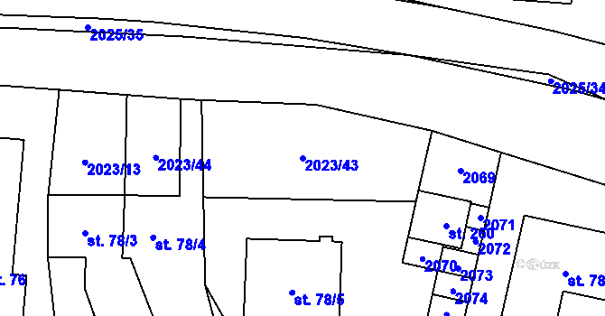 Parcela st. 2023/43 v KÚ Jakartovice, Katastrální mapa
