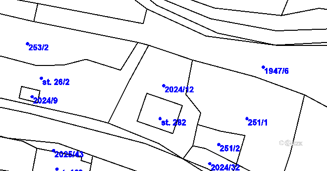 Parcela st. 2024/12 v KÚ Jakartovice, Katastrální mapa