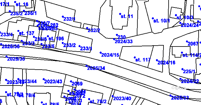 Parcela st. 2024/15 v KÚ Jakartovice, Katastrální mapa