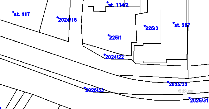 Parcela st. 2024/22 v KÚ Jakartovice, Katastrální mapa