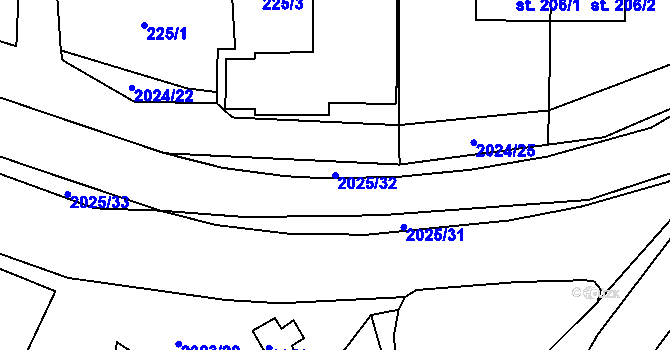 Parcela st. 2025/32 v KÚ Jakartovice, Katastrální mapa