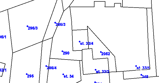 Parcela st. 33/4 v KÚ Jakartovice, Katastrální mapa