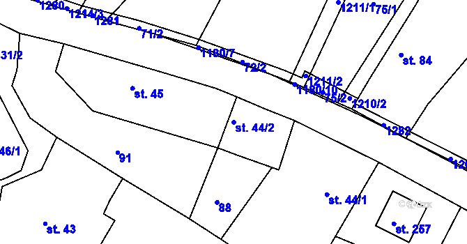 Parcela st. 44/2 v KÚ Jakubčovice, Katastrální mapa