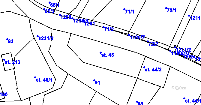 Parcela st. 45 v KÚ Jakubčovice, Katastrální mapa