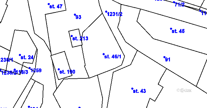 Parcela st. 46/1 v KÚ Jakubčovice, Katastrální mapa