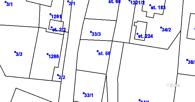 Parcela st. 59 v KÚ Jakubčovice, Katastrální mapa