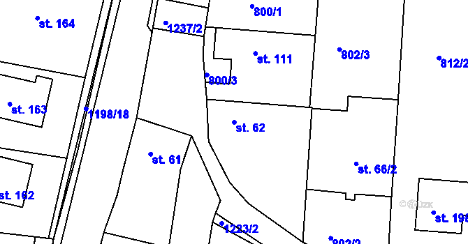 Parcela st. 62 v KÚ Jakubčovice, Katastrální mapa