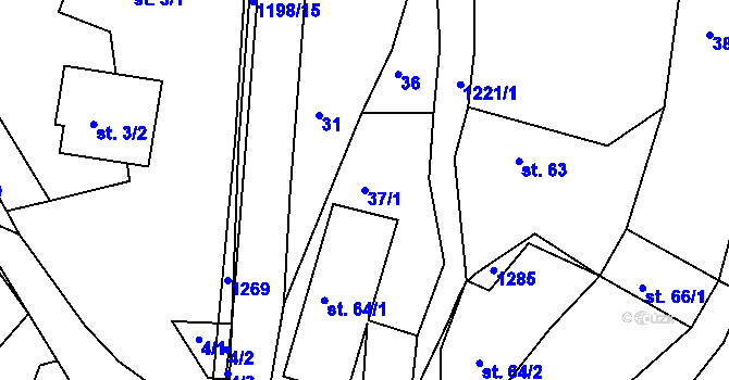 Parcela st. 37/1 v KÚ Jakubčovice, Katastrální mapa