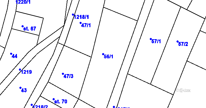 Parcela st. 56/1 v KÚ Jakubčovice, Katastrální mapa