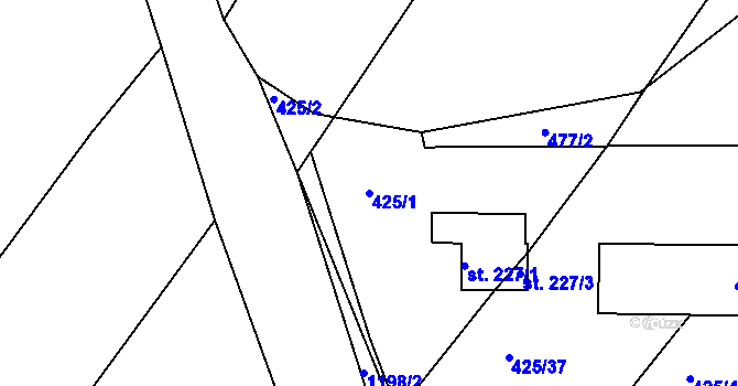 Parcela st. 425/1 v KÚ Jakubčovice, Katastrální mapa
