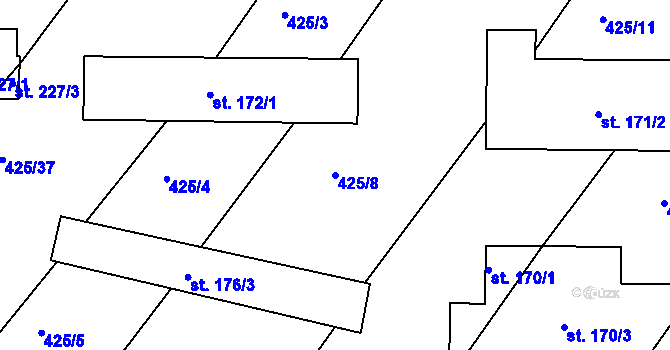 Parcela st. 425/8 v KÚ Jakubčovice, Katastrální mapa