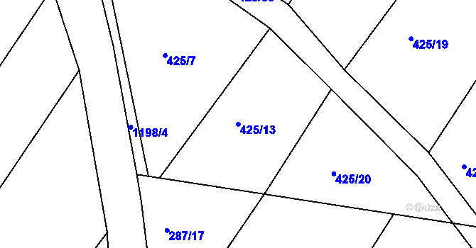 Parcela st. 425/13 v KÚ Jakubčovice, Katastrální mapa