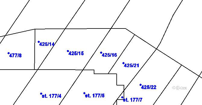 Parcela st. 425/16 v KÚ Jakubčovice, Katastrální mapa