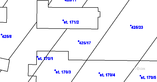Parcela st. 425/17 v KÚ Jakubčovice, Katastrální mapa