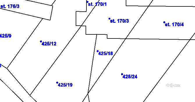 Parcela st. 425/18 v KÚ Jakubčovice, Katastrální mapa