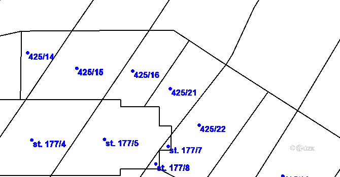 Parcela st. 425/21 v KÚ Jakubčovice, Katastrální mapa