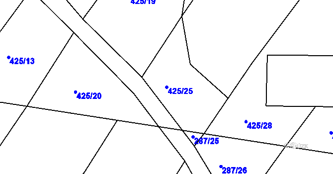 Parcela st. 425/25 v KÚ Jakubčovice, Katastrální mapa