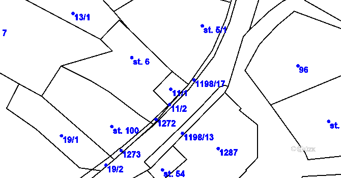 Parcela st. 11/1 v KÚ Jakubčovice, Katastrální mapa