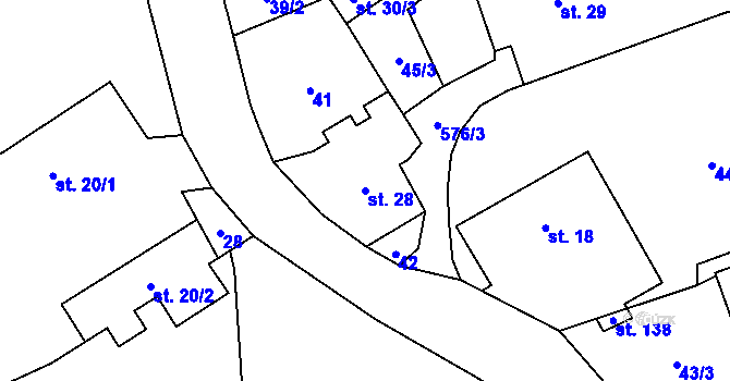 Parcela st. 28 v KÚ Heřmánky nad Odrou, Katastrální mapa