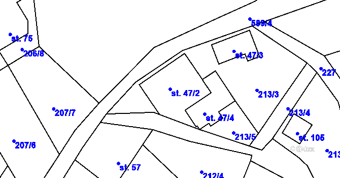 Parcela st. 47/2 v KÚ Heřmánky nad Odrou, Katastrální mapa