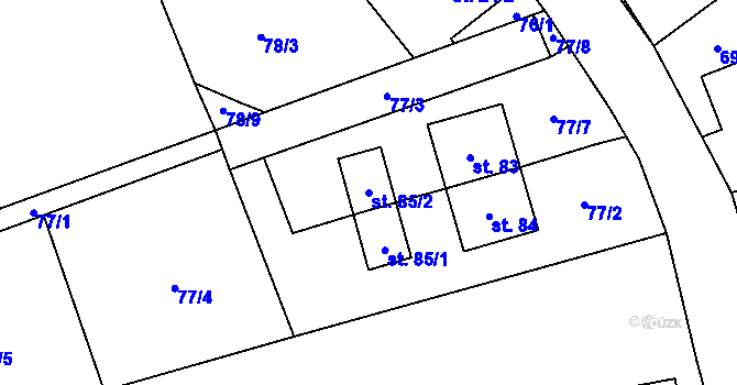 Parcela st. 85/2 v KÚ Heřmánky nad Odrou, Katastrální mapa
