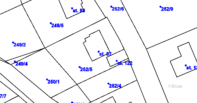 Parcela st. 87 v KÚ Heřmánky nad Odrou, Katastrální mapa