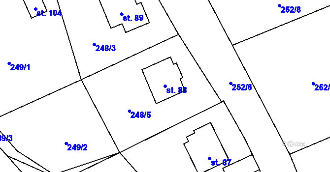 Parcela st. 88 v KÚ Heřmánky nad Odrou, Katastrální mapa