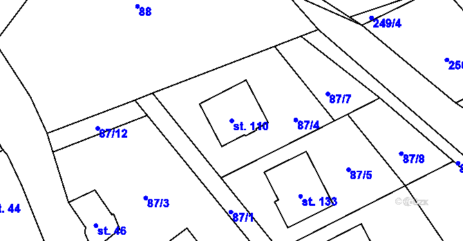 Parcela st. 110 v KÚ Heřmánky nad Odrou, Katastrální mapa