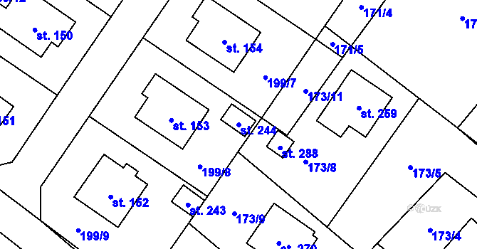 Parcela st. 244 v KÚ Jakubčovice nad Odrou, Katastrální mapa