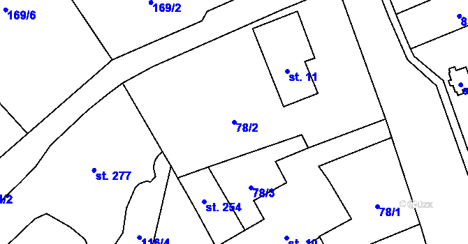 Parcela st. 78/2 v KÚ Jakubčovice nad Odrou, Katastrální mapa