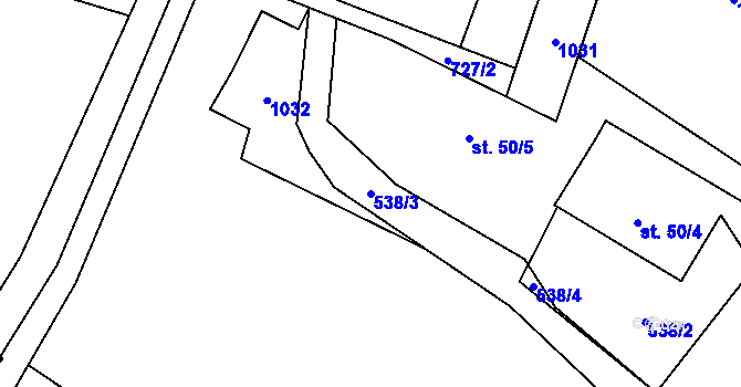 Parcela st. 538/3 v KÚ Jakubčovice nad Odrou, Katastrální mapa