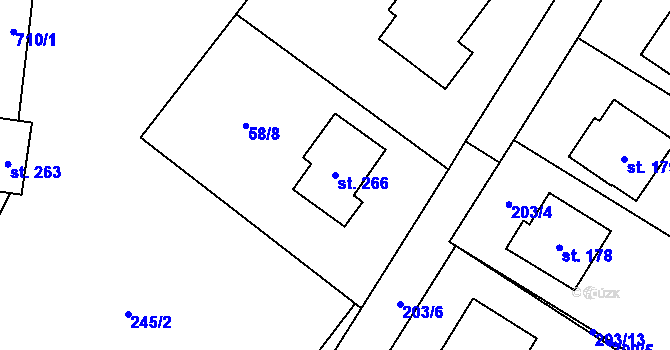 Parcela st. 266 v KÚ Jakubčovice nad Odrou, Katastrální mapa