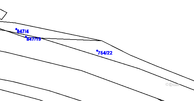 Parcela st. 754/22 v KÚ Jakubčovice nad Odrou, Katastrální mapa