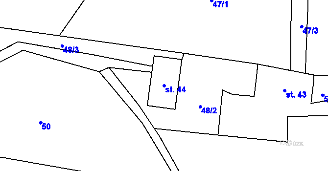 Parcela st. 44 v KÚ Klokočůvek, Katastrální mapa