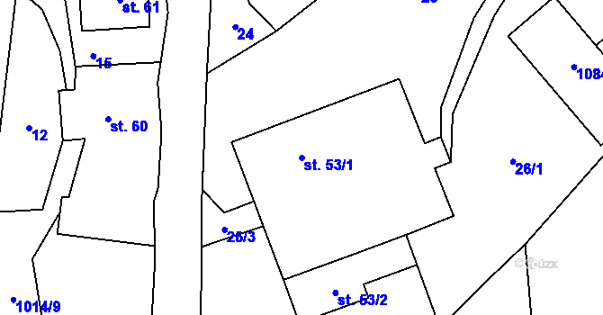 Parcela st. 53/1 v KÚ Klokočůvek, Katastrální mapa