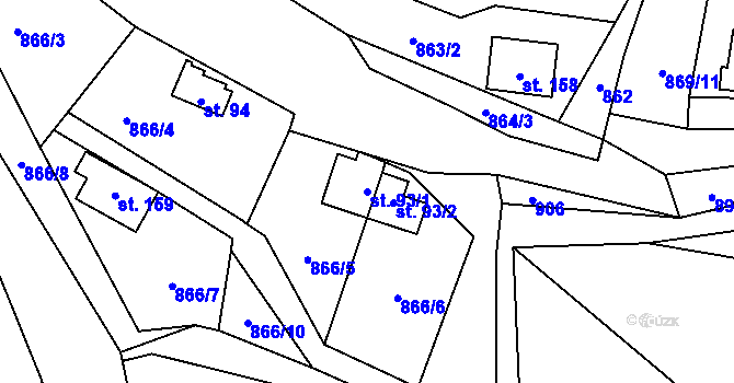 Parcela st. 93/1 v KÚ Klokočůvek, Katastrální mapa