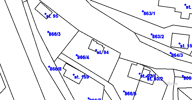 Parcela st. 94 v KÚ Klokočůvek, Katastrální mapa