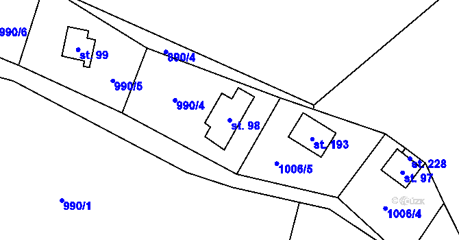 Parcela st. 98 v KÚ Klokočůvek, Katastrální mapa