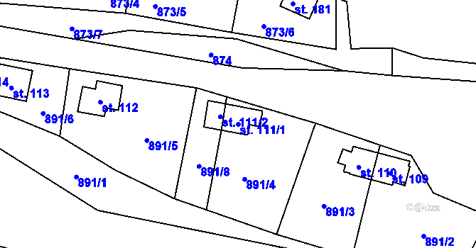 Parcela st. 111/1 v KÚ Klokočůvek, Katastrální mapa