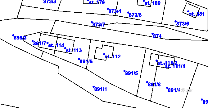 Parcela st. 112 v KÚ Klokočůvek, Katastrální mapa